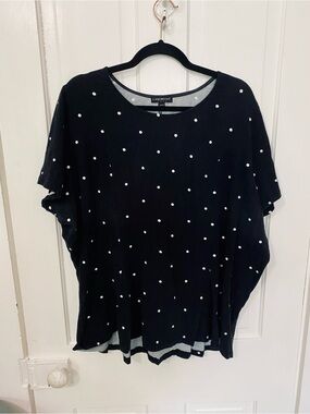 Lane Bryant Black Tee with White Polka Dots - Short Sleeve